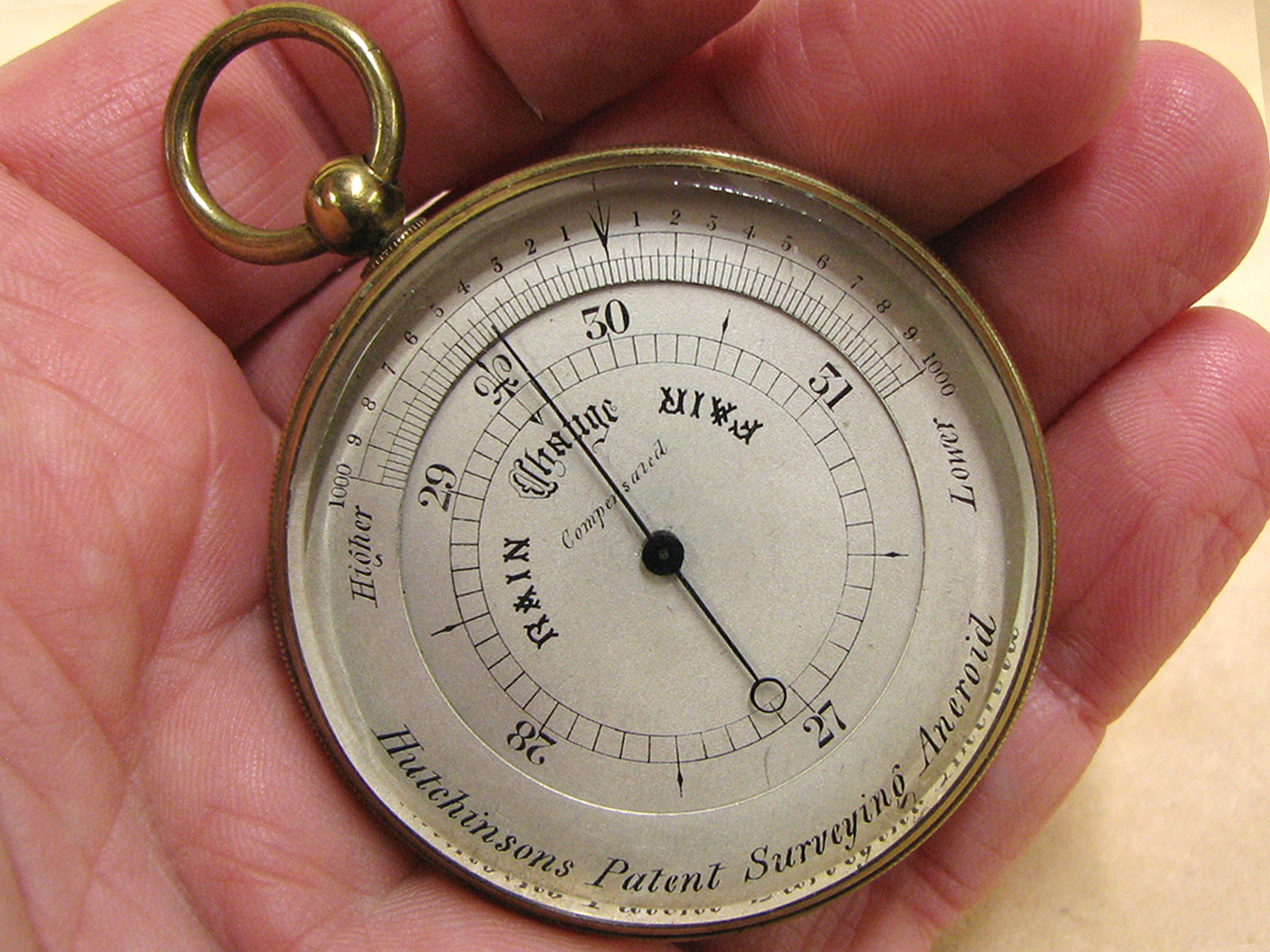 Rare Hutchinsons Patent Surveying Aneroid pocket barometer circa 1890